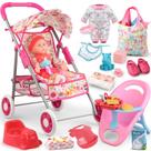 Conjunto de carrinho de bebê YIYBM com boneca de 32 cm e acessórios