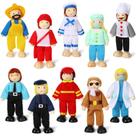 Conjunto de Casa de Bonecas de Madeira Skylety com 10 Mini Figuras