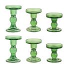 Conjunto de castiçais BTGLLAS Green Glass de 6 peças com suporte e vela