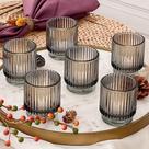 Conjunto de castiçais Kate Aspen Smoke Grey Vintage Ribbed Glass