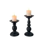 Conjunto de castiçais vintage Black Roman Pillar para decoração de casa