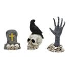 Conjunto de cemitério de Halloween Resin Garden Crow Skull Tombstone
