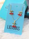Conjunto de cereja banhado a ouro 18k