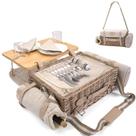 Conjunto de cesta de piquenique de vime multifuncional para 2 pessoas com cobertor e mesa de piquenique, conjunto de piquenique isolado com utensílios de mesa completos para acampar ao ar livre, casais, Dia dos Namorados, Aniversário de Ação de Graças, flores