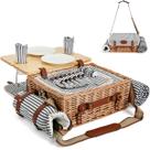 Conjunto de Cesta de Piquenique de Vime SatisInside para 2 Pessoas com Mesa e Manta
