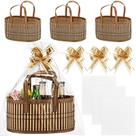 Conjunto de cesta de presente de bambu Reallnaive com bolsas e fitas 30x20x16 cm
