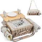 Conjunto de cestas de piquenique SatisInside para 2 pessoas com mesa e cobertor