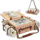 Conjunto de cestas de piquenique SatisInside Wicker com cobertor e mesa isolados