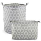 Conjunto De Cesto Para Roupa-brinquedo E Cesto Organizador Retangular Cinza - Listrada