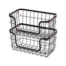 Conjunto de cestos de armazenamento Amazon Basics Metal Wire Black 2 unidades