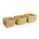 Conjunto de Cestos de Palha Organizador Decorativo Quadrado