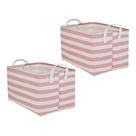 Conjunto de Cestos de Roupa Dobráveis DII Listras Rosa 32x45x27 cm