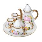Conjunto de chá floral em miniatura para porcelana Dollhouse em escala 1:12