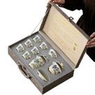 Conjunto de chá Kung Fu de porcelana azul e branca com 6 xícaras, 10 unidades Conjunto de chá Kung Fu de porcelana azul e branca com 6 xícaras, 10 unidades