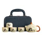 Conjunto de chá Panda Ru Kiln Kung Fu Ceramic com 4 xícaras e bule