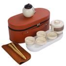 Conjunto de chá Ru Kiln Ceramic Portable Yellow com xícaras de bule