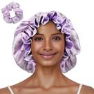 Conjunto de chapéu de cetim Vettres Floral com elástico para cabelos cacheados