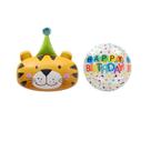 Conjunto de chapéu de festa e balão de feliz aniversário Tiger Theme x2