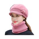 Conjunto de Chapéu e Cachecol de Inverno Feminino - Malha Forrada com Pele Sintética Conjunto de Chapéu e Cachecol de Inverno Feminino - Malha Forrada com Pele Sintética