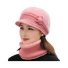 Conjunto de Chapéu e Cachecol de Inverno Feminino - Malha Forrada com Pele Sintética