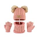 Conjunto De Chapéu E Luvas Infantis Para Outono E Inverno, 3 Peças, Fofo, Confortável E Quente Para