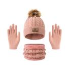 Conjunto De Chapéu E Luvas Infantis Para Outono E Inverno, 3 Peças, Fofo, Confortável E Quente Para