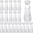 Conjunto de chapéus Apron Chef Handepo Kids 7-13 anos, 40 unidades, branco