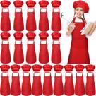 Conjunto de chapéus Apron Chef Handepo Kids 7-13 anos, 40 unidades vermelhas