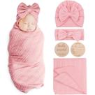 Conjunto de chapéus Blanket AQOKKA 80x80 cm Newborn Swaddle Bow