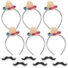 Conjunto de chapéus de festa Pasimy Mini Sombrero com bigodes falsos x12