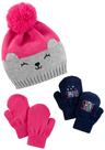 Conjunto de chapéus e luvas para bebês Simple Joys by Carter's Navy/Pink 2-5T