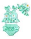 Conjunto de chapéus Tankini para bebês Mioglrie Green Daisy 6-12M