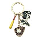Conjunto de chaveiros: boné de beisebol esportivo, luva, bastão, esmalte, metal