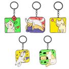 Conjunto de chaveiros Cartoon Cat, 5 peças de liga de zinco para chaves ou bolsas