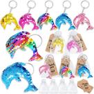 Conjunto de chaveiros CiciBear Dolphin Sequin, pacote com 60 etiquetas e bolsas