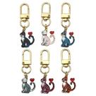 Conjunto de chaveiros com design fofo de gato com cauda de coração para amantes de gatos