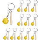 Conjunto de chaveiros de mini beisebol e bastão de couro PU para fãs de beisebol