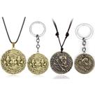 Conjunto de chaveiros e colares para colecionadores de design de moedas piratas