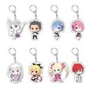 Conjunto de chaveiros Re: Zero Acrylic Rem, Ram, Subaru e muito mais