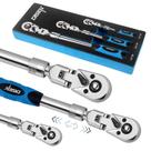 Conjunto de chaves de catraca, cabeça flexível extensível DISEN, 3 peças e 72 dentes