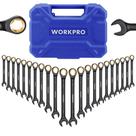 Conjunto de chaves de catraca WORKPRO de 22 peças métricas de 6-18 mm e SAE 1/4-3/4