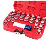 Conjunto de Chaves para Trava de Roda Pnktool 21 Peças com Adaptador de Soquete Conjunto de Chaves para Trava de Roda Pnktool 21 Peças com Adaptador de Soquete