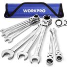 Conjunto de chaves WORKPRO Flex-Head Ratcheting, 8 peças, métrico de 8 a 17 mm