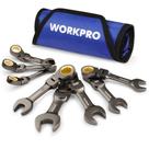 Conjunto de chaves WORKPRO Flex Head Stubby Ratcheting 9-17 mm 8 unidades Conjunto de chaves WORKPRO Flex Head Stubby Ratcheting 9-17 mm 8 unidades