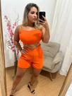 Conjunto de chorte e creped, sol Modas, feminino, laranja tam G