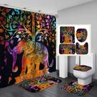 Conjunto de chuveiro de banheiro Colorful Elephant à prova d'água, 4 unidades