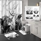 Conjunto de chuveiro de banheiro Highland Cow Marble Pattern 4 unidades