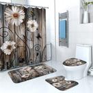 Conjunto de chuveiro de banheiro Rustic Daisy Polyester 4 unidades
