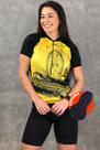 Conjunto de Ciclismo Feminino - Camisa Bike Roda Amarela e Bermuda Espuma Way