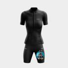 Conjunto de Ciclismo Feminino- Camisa Way Fresh Preta e Bermuda GEL